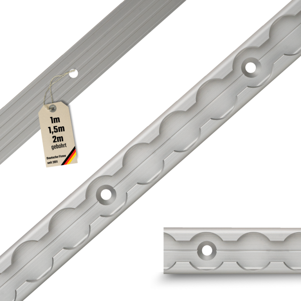 Aluminium airline track semi-circular bare