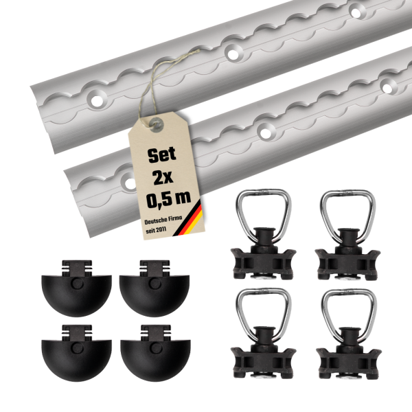 LoadCare Airlineschienen Starter-Set - halbrund gebohrt eloxiert 0,5 m