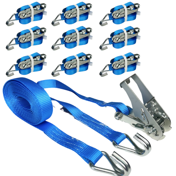 10 x 2tlg Ratschenzurrgurt 500 daN blau