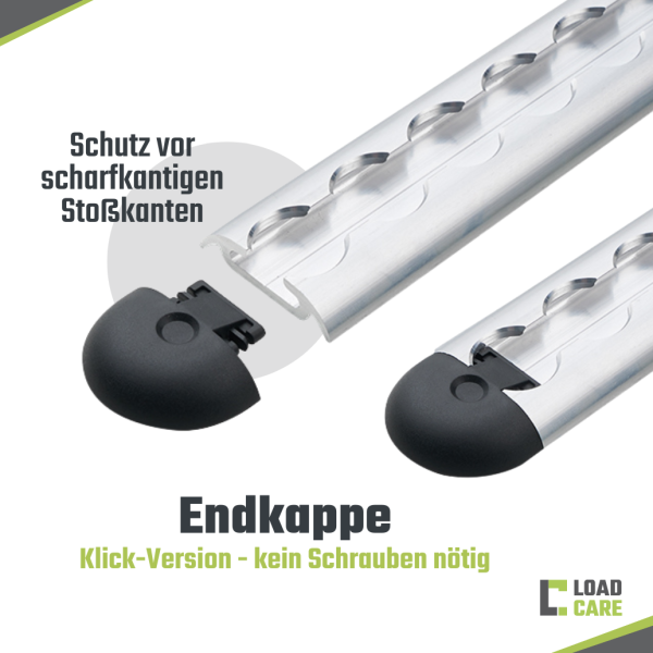End cap for airline tracks semi-circular