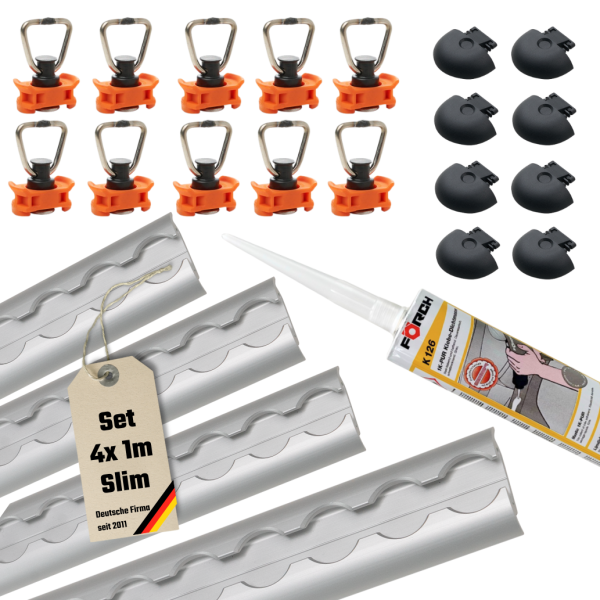 Airline track starter set – 23-part Slim – semi-circular