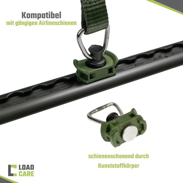 LoadCare 2tlg Spanngurt mit Klemmschloss und Fittingen für Airlineschienen 175 daN