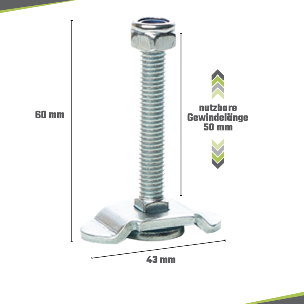 Screw fitting M8 with nut | 50 mm