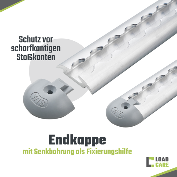 End cap for airline tracks semi-circular