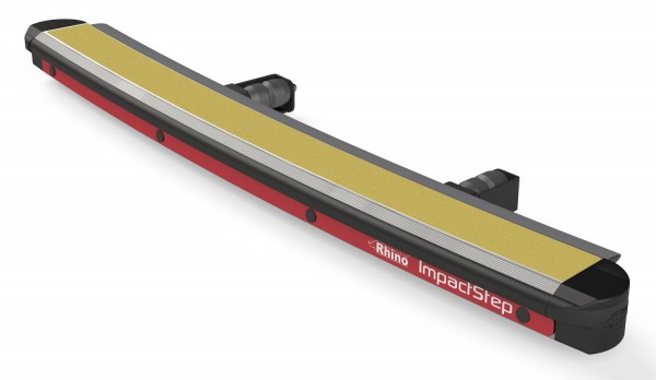 Rear step with impact protection with parking sensors