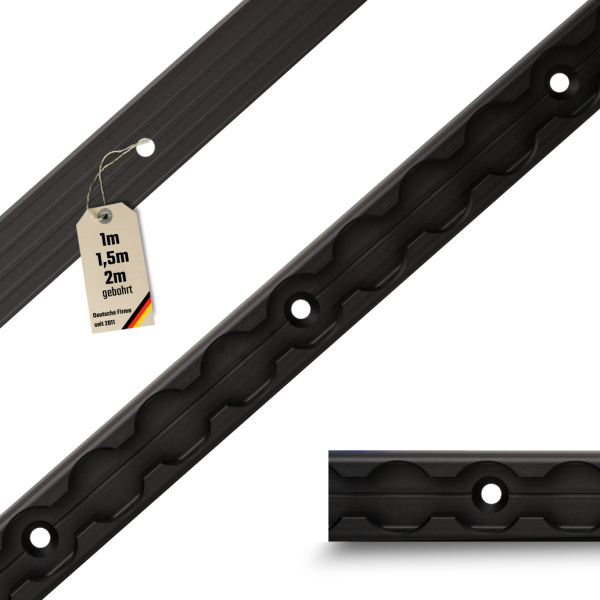 LoadCare Airlineschiene Slim eckig schwarz eloxiert gebohrt