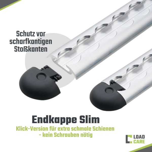 End cap for airline tracks semi-circular SLIM