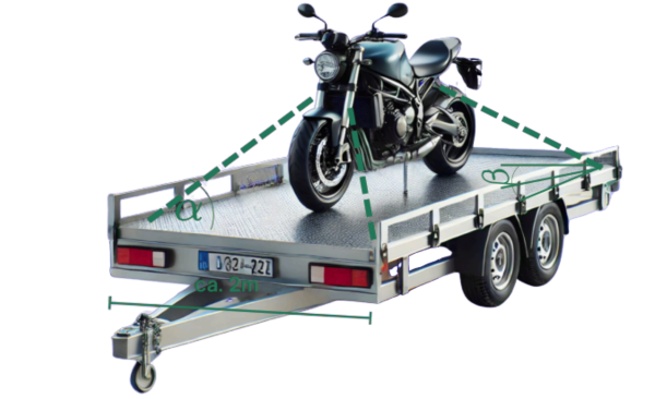 LOADCARE – Motorrad Spanngurt Set – 8-teilig – 4x Ratschenzurrgurt & 4x Adapterschlaufe